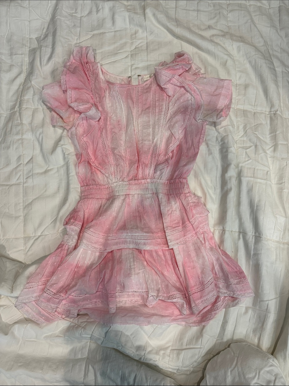 LoveShackFancy Pink Natasha Ruffle Tiered Dress